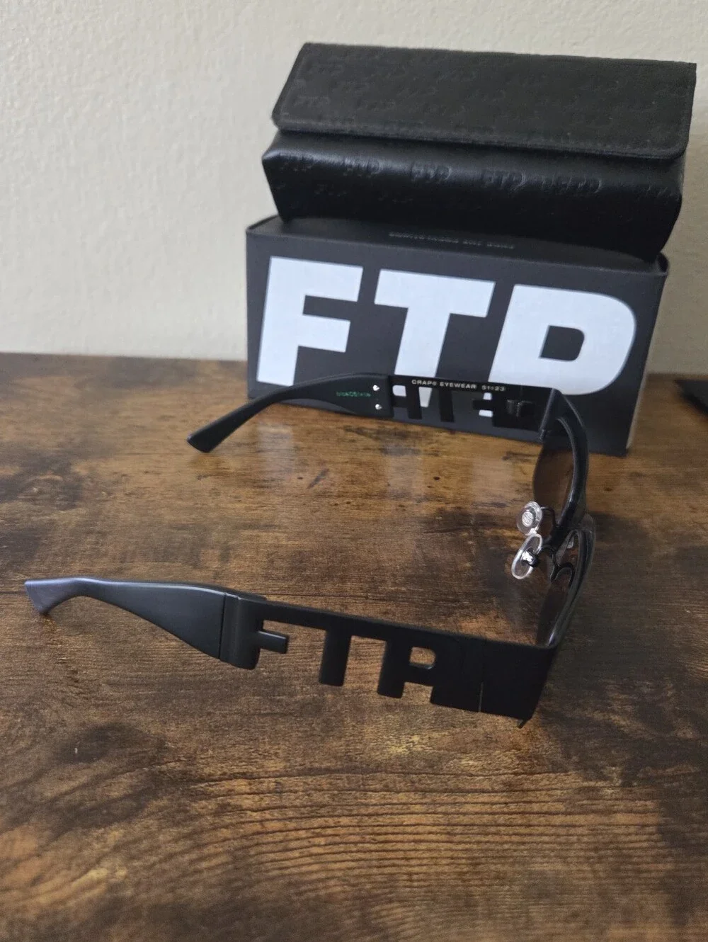 FTP x Crap Eyewear Square Black Steel Sunglasses